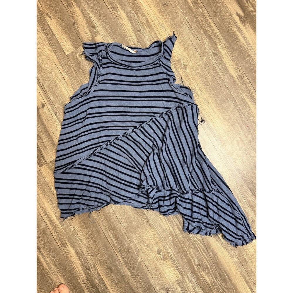 Free People Tunic Top Mini Dress Small Blue Flutter Between The Lines Linen NWT